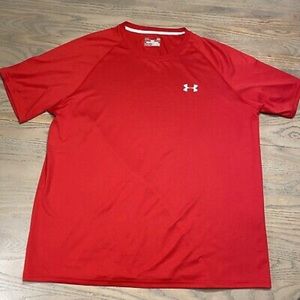 Under Armour Men UA Tech Loose Heat Gear Sleeve Crew Neck T Shirt Red (Medium)